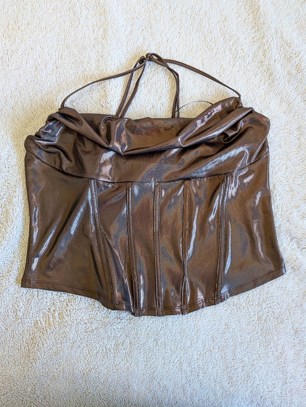 Brown Metallic Corset Top